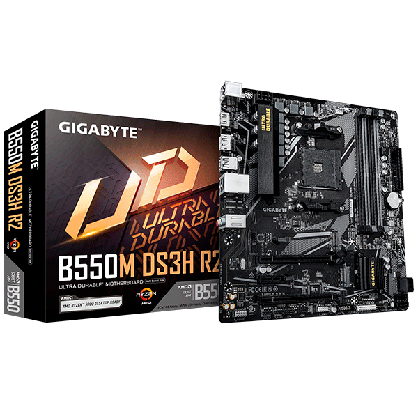 Motherboard-GIGABYTE-B550M-DS3H---Socket-AM4 Placa-base-GIGABYTE-B550M-DS3H-AM4-PCIe-4-0-Gaming