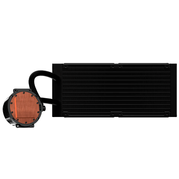 Enfriador de CPU ARGB de Alto Rendimiento Enfriador líquido de alto rendimiento para CPU con iluminación ARGB personalizable.