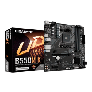 gigabyte-b550m-k-motherboard-am4-ddr4 Caja original y placa madre Gigabyte B550M K chipset B550 socket AM4 formato Micro-ATX